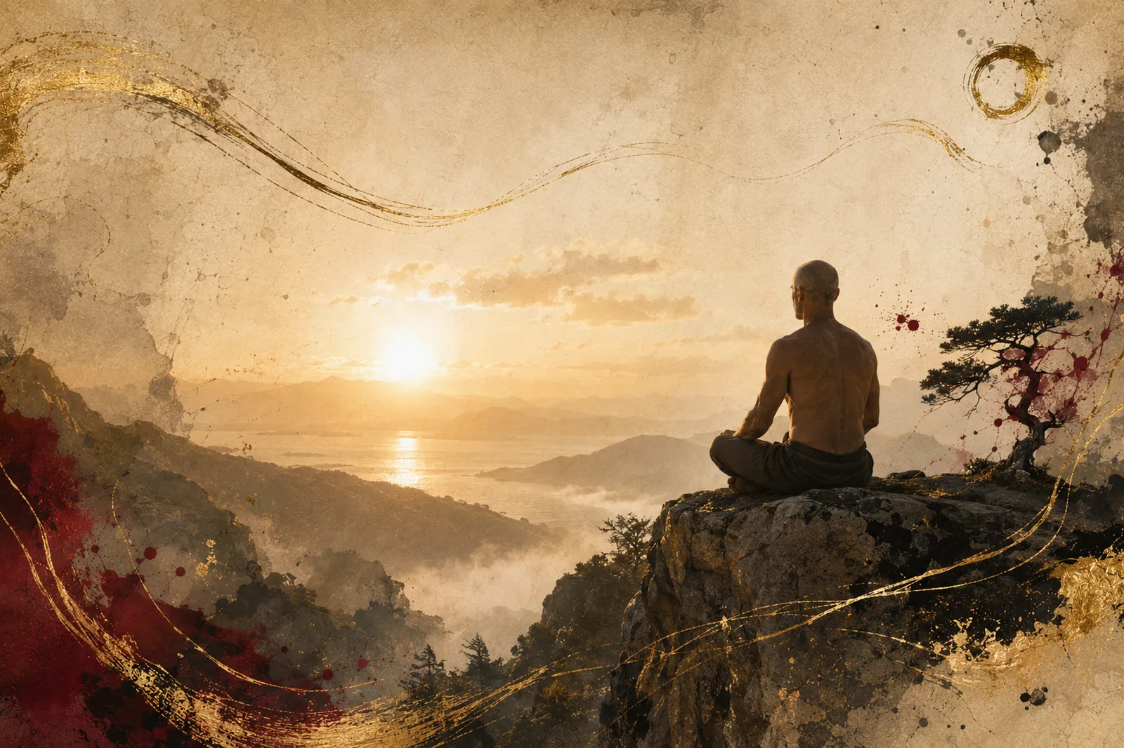 Meditation auf einem Felsen